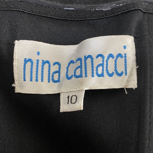 Vtg NINA CANACCI Women Off the Shoulder Mini Dress Sz 10 Silver Cocktail Wedding - Picture 16 of 16